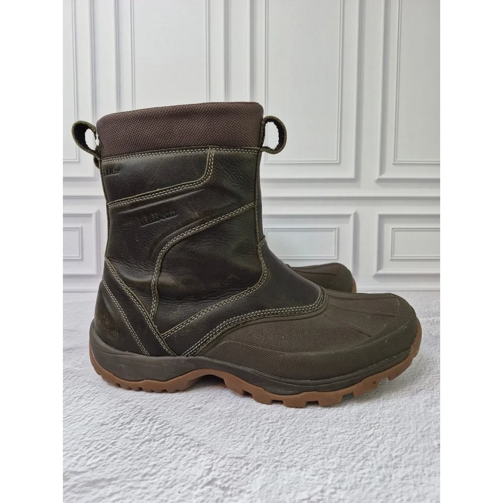 LL Bean-Storm Chaser Size 11.5 Mens Duck Boots Brown Leather TEK 2.5 Primaloft